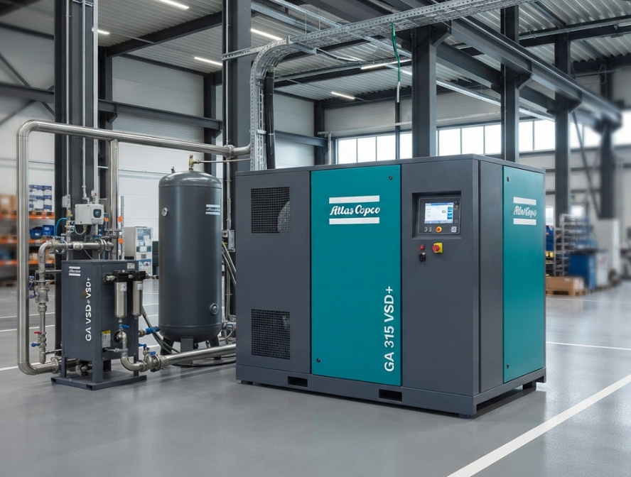 Atlas Copco Industrial Oil-Lubricated Screw Compressor GA 180-315 VSD+