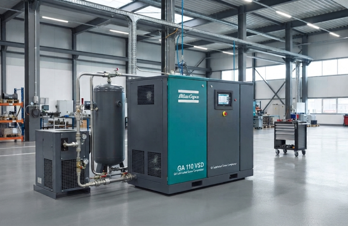 Atlas Copco Industrial Oil-Lubricated Screw Compressors GA (VSD⁺)