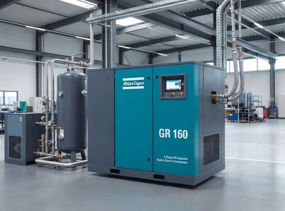 Atlas Copco Industrial 2-Stage Rotary Screw Air Compressor GR 110-200